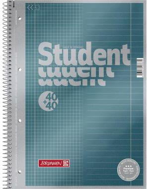 Collegeblock BRUNNEN Student Premium DIN A4 liniert/kariert 90g/m² petrol metallic 80 Bl BRUNNEN