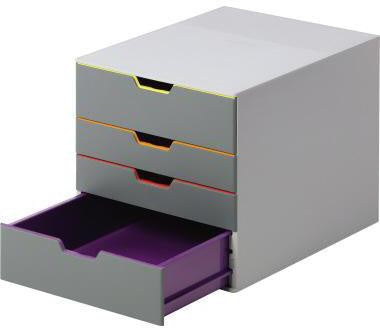 Schubladenbox DURABLE VARICOLOR® 4 4 Schubladen DIN A4 DIN C4 Folio Letter ABS Kunststoff Gehäusefarbe: grau Farbe der