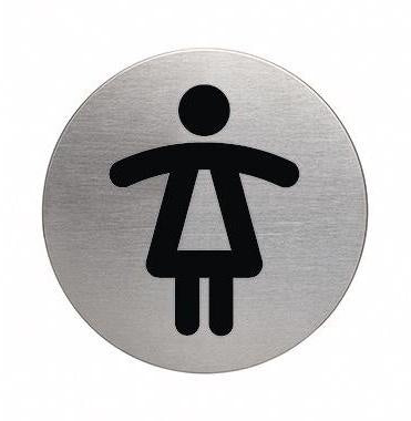 Piktogramm Türschild DURABLE PICTO 83mm Edelstahl gebürstet silber metallic WC Damen DURABLE