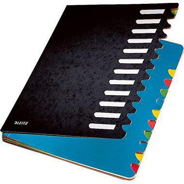 Ordnungsmappe Leitz Deskorganizer Color DIN A4 350g/m² Karton marmoriert Farbe: schwarz Farbe des Fächerblocks: mehrfarbig