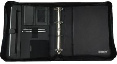 Schreibmappe Alassio® AREZZO 30 x 36 x 6 cm (B x H x T) Lederimitat schwarz ALASSIO