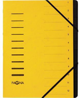 Ordnungsmappe PAGNA DIN A4 240g/m² Pressspankarton Farbe: gelb Farbe des Fächerblocks: schwarz 12 Fächer PAGNA