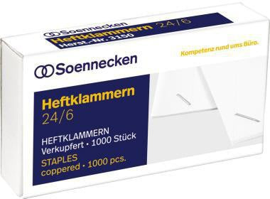 Heftklammer Soennecken 24/6 Heftzange 124 Stahl verkupfert 1000 St/Pack SOENNECKEN