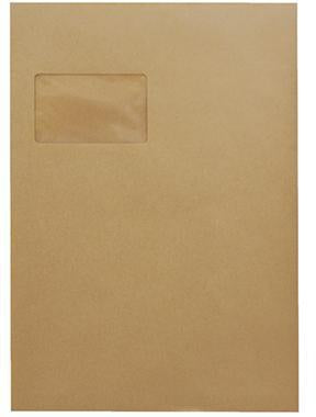 Versandtasche Soennecken DIN C4 229 x 324 mm (B x H) mit Fenster 90g/m² mit Haftklebung natronbraun 25 St/Pack SOENNECKEN
