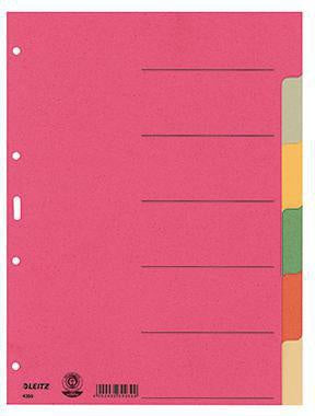 Ordnerregister Leitz DIN A4 blanko Karton recycelt mehrfarbig 6 Registerblätter LEITZ