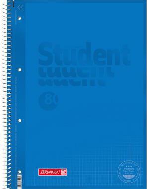 Collegeblock BRUNNEN Student Colour Code DIN A4 kariert mit Rand innen/außen 90g/m² azur blau 80 Bl BRUNNEN