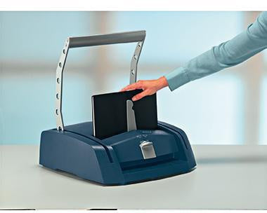 Buchbindegerät Leitz impressBIND 280 47 x 16 x 56 cm (B x H x T) 280 Bl (80 g/m²) blau/silber LEITZ – Ansicht 4