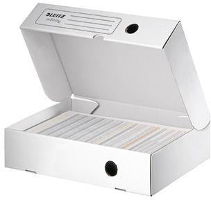 Archivbox Leitz Infinity 33 x 255 x 8 cm (B x H x T) DIN A4 mit Archivdruck Wellpappe weiß LEITZ