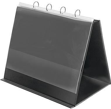 Tischflipchart Veloflex DIN A3 quer 4 Ringe Rundmechanik PVC-Folie kartonverstärkt schwarz 10 Hüllen VELOFLEX