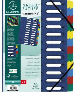 Ordnungsmappe Exacompta Harmonika® DIN A4 225g/m² Colorspankarton Farbe: blau Farbe des Fächerblocks: mehrfarbig 24 Fächer