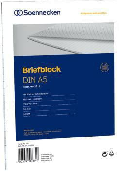 Briefblock Soennecken DIN A5 liniert 70g/m² weiß 50 Bl SOENNECKEN