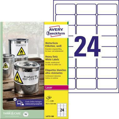 Folienetikett Avery Zweckform 635 x 339 mm (B x H) weiß 2400 Etik/Pack AVERY ZWECKFORM