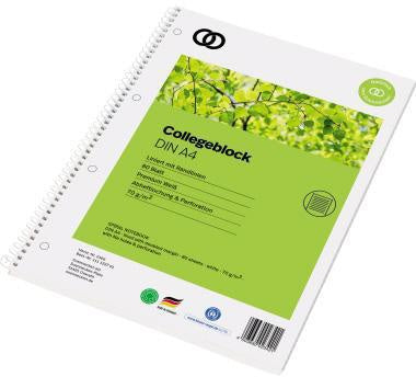 Collegeblock Soennecken oeco Recycling DIN A4 liniert 70g/m² 100 % Recyclingpapier grün 80 Bl SOENNECKEN