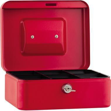 Geldkassette 20 x 9 x 16 cm (B x H x T) 6 Fächer für Hartgeld mit Schloss Stahl rot NEUTRALWARE