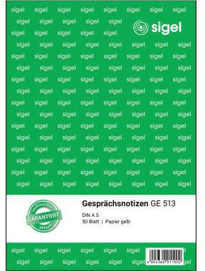 Gesprächsnotiz SIGEL DIN A5 nicht selbstdurchschreibend 50 Bl SIGEL