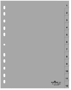 Zahlenregister DURABLE DIN A4 1-12 Polypropylen grau DURABLE DIN A4 1-12 Polypropylen grau DURABLE