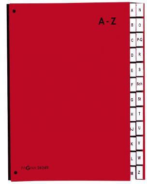 Pultordner PAGNA DIN A4 A-Z Karton/Papier laminiert rot 24 Fächer PAGNA