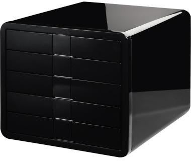 Schubladenbox HAN i-Box 5 Schubladen DIN A4 DIN C4 ABS Kunststoff Gehäusefarbe: schwarz Farbe der Schublade: schwarz HAN