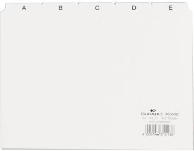Leitkarte DURABLE DIN A5 quer A-Z Polypropylen weiß 25 Registerblätter DURABLE