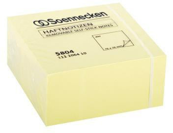 Haftnotizwürfel Soennecken 75 x 75 mm (B x H) gelb 400 Bl SOENNECKEN