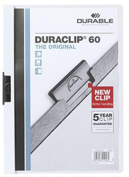 Klemmmappe DURABLE DURACLIP® 60 DIN A4 Hartfolie Farbe der Rückseite: weiß Farbe der Klemme: schwarz DURABLE