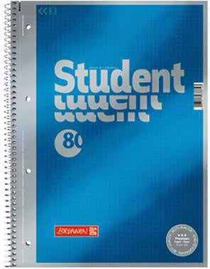 Collegeblock BRUNNEN Student Premium DIN A4 punktkariert (dotted) 90g/m² cyan metallic 80 Bl BRUNNEN