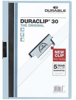 Klemmmappe DURABLE DURACLIP® 30 DIN A4 Hartfolie Farbe der Rückseite: blau Farbe der Klemme: schwarz DURABLE