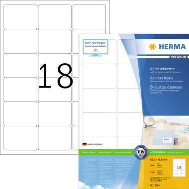 Universaletikett HERMA PREMIUM 635 x 466 mm (B x H) nicht wieder ablösbar Papier weiß 1800 Etik/Pack HERMA
