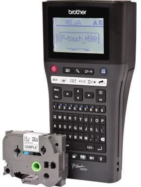 Beschriftungsgerät Brother PT-H500 9 Schriftgrößen 7 Druckzeilen inkl TZe-Schriftband (24 mm x 4 m schwarz auf weiß)