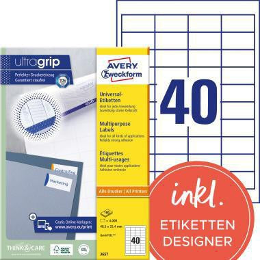 Universaletikett Avery Zweckform ultragrip 485 x 254 mm (B x H) nicht wieder ablösbar Papier weiß 4000 Etik/Pack AVERY