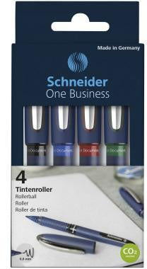 Tintenroller Schneider One Business 06mm farbig sortiert Rundspitze dokumentenecht 4 St/Pack SCHNEIDER