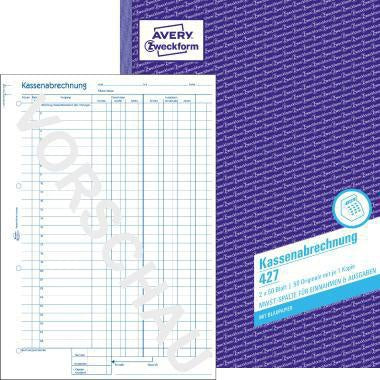 Kassenabrechnung Avery Zweckform DIN A4 nicht selbstdurchschreibend 1 Durchschlag 2 x 50 Bl AVERY ZWECKFORM