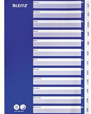 Monatsregister Leitz 225 x 297 cm (B x H) DIN A4 Jan-Dez Polypropylen weiß 12 Registerblätter LEITZ