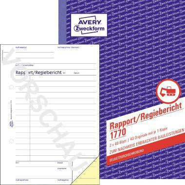 Regiebericht Avery Zweckform DIN A5 selbstdurchschreibend 1 Durchschlag 2 x 40 Bl AVERY ZWECKFORM