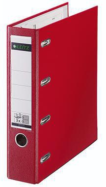 Doppelordner Leitz 75mm 2 x DIN A5 quer 4 Bügel Graupappe recycelt rot LEITZ