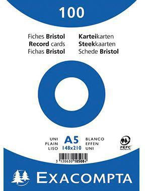 Karteikarte Exacompta DIN A5 blanko weiß 100 St/Pack EXACOMPTA