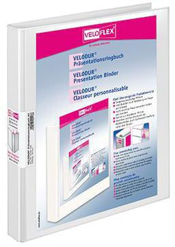 Präsentationsringbuch Veloflex VELODUR® 20mm DIN A4 4 Ringe Rundmechanik Pappe weiß VELOFLEX