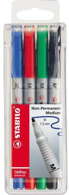 Folienstift STABILO® OHPen universal 1mm farbig sortiert nicht dokumentenecht 4 St/Pack STABILO