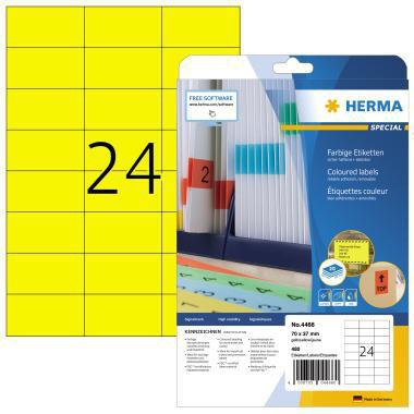 Universaletikett HERMA farbig 70 x 37 mm (B x H) wieder ablösbar Papier gelb 480 Etik/Pack HERMA