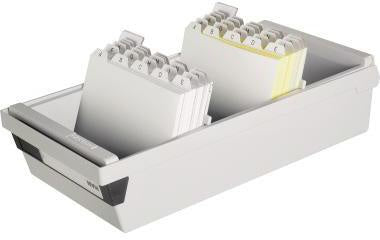 Karteikasten HAN 177 x 14 x 36 cm (B x H x T) DIN A6 quer 1300 Karten Polystyrol lichtgrau 2 Stützplatten HAN