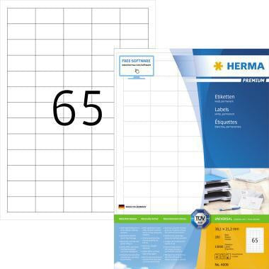 Universaletikett HERMA PREMIUM 381 x 212 mm (B x H) nicht wieder ablösbar Papier weiß 13000 Etik/Pack HERMA