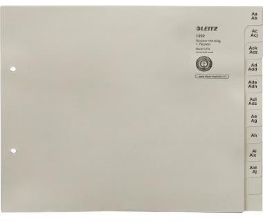 A-Z Register Leitz DIN A4 Überbreite Tauenpapier recycelt grau 1200 Registerblätter LEITZ