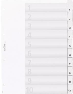 Ordnerregister DURABLE DIN A4 1-10 blanko Kunststoff transparent 10 Registerblätter DURABLE