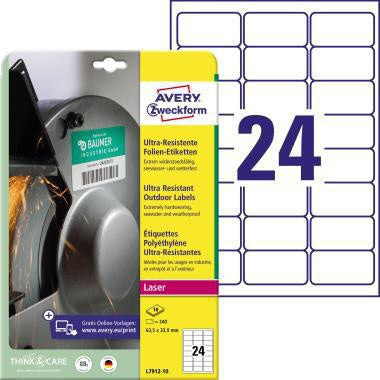 Folienetikett Avery Zweckform 635 x 339 mm (B x H) weiß 240 Etik/Pack AVERY ZWECKFORM