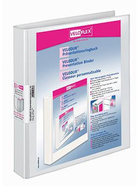 Präsentationsringbuch Veloflex VELODUR® 40mm DIN A4 4 Ringe D-Mechanik Pappe weiß VELOFLEX