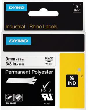 Schriftbandkassette DYMO® IND 9 mm x 55 m (B x L) weiß schwarz DYMO