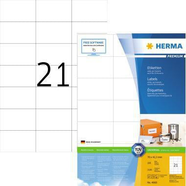 Universaletikett HERMA PREMIUM 70 x 423 mm (B x H) nicht wieder ablösbar Papier weiß 2100 Etik/Pack HERMA