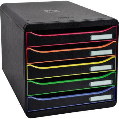 Schubladenbox Exacompta BIG-BOX plus 5 Schubladen DIN A4 Überbreite Polystyrol Gehäusefarbe: schwarz Farbe der Schublade: