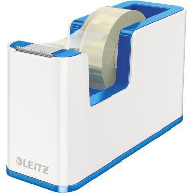 Tischabroller Leitz WOW Duo Colour 19 mm x 33 m (B x L) inkl 1 Rolle Klebeband mit Lösungsmittel blau/weiß LEITZ