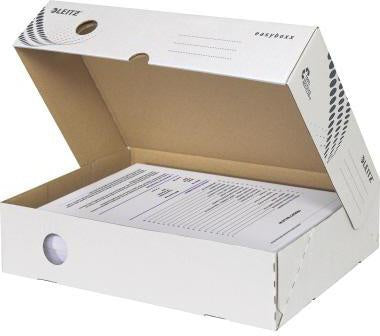 Archivschachtel Leitz easyboxx 8 x 25 x 35 cm (B x H x T) DIN A4 mit Archivdruck Wellpappe 100 % recycelt weiß LEITZ